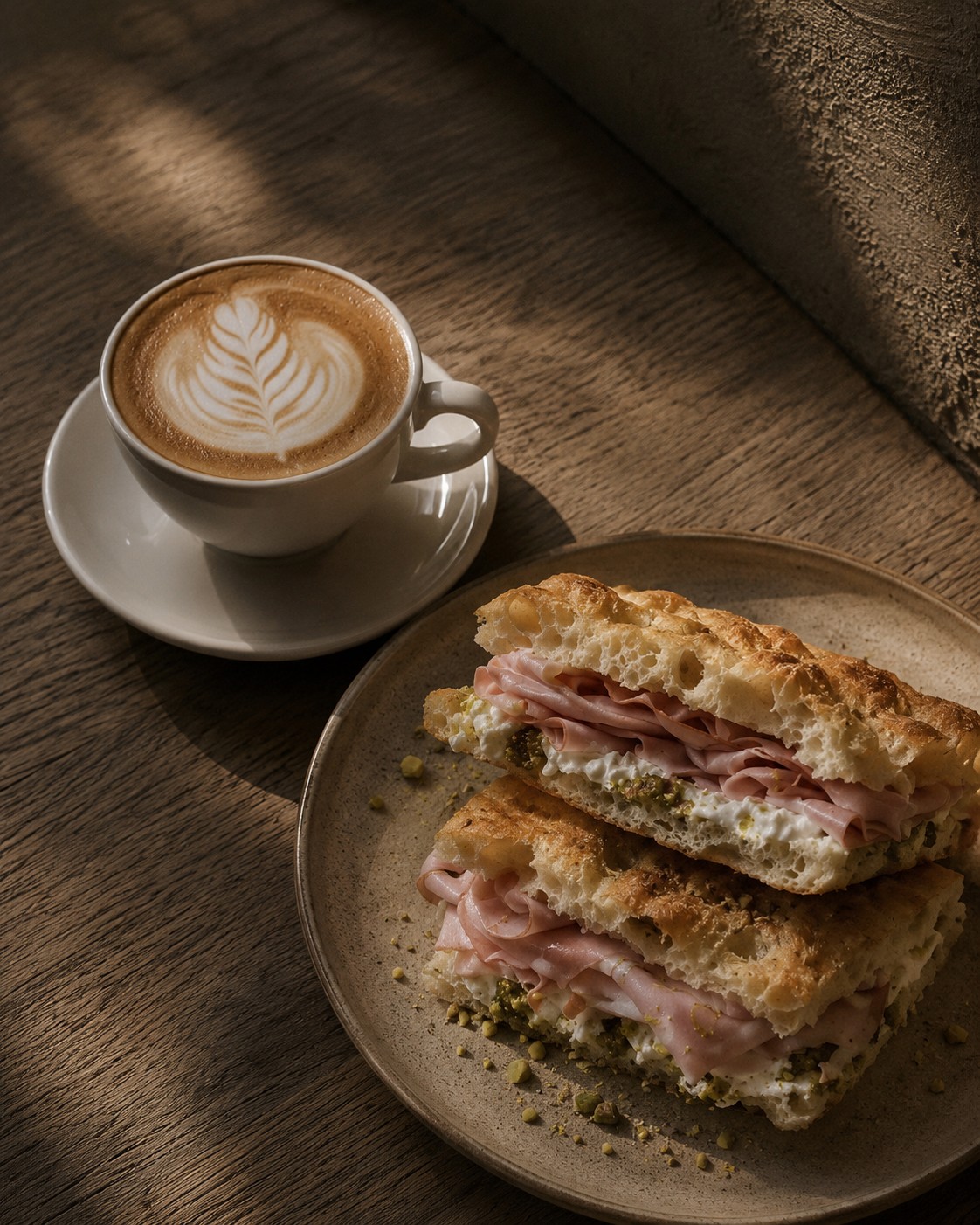 Kaffe och focaccia.